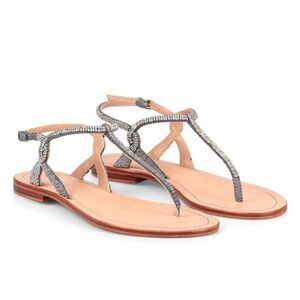 EC Maliparmi Cuts & Beads Leather Tong Sandals size 39